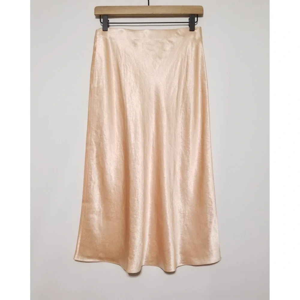 NWT Vince Satin Midi Slip Skirt in Lychee Size S $265 See Matching Flats! - Picture 9 of 15